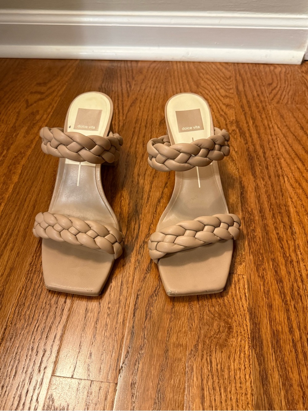 Dolce Vita Tan Braided Double-Strap Block Heel Sandals - Picture 2 of 2